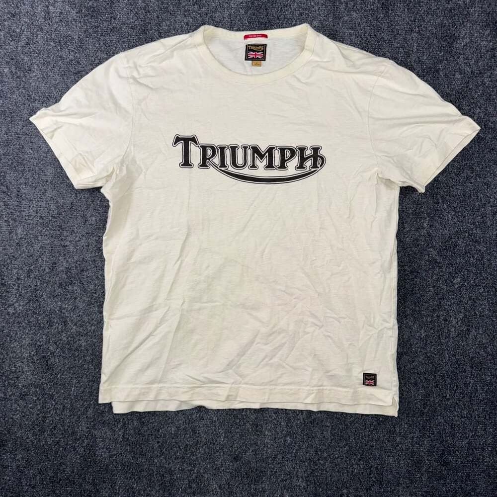 Triumph Motorcycles For The Ride T-Shirt White Large L UK Flag Logo